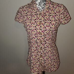Super fun FANG Polka dot button down shirt. Fall colors